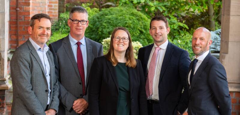 Design Team announced for QUB projects à  From left, Damien Toner, Director of Estates at Queen’s University, Anthony McNeill, Faithful+Gould, Joanne Clague, Registrar and Chief Operating Officer, Queen’s University, Kevin McNaull, Turner & Townsend, David Losty, Arcadis.